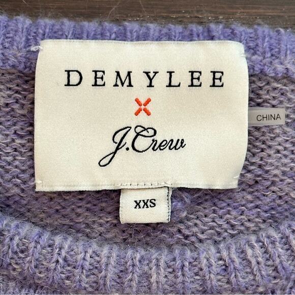 DemyLee x J Crew Purple Puff Sleeve Pom Pom Sweater SZ XXS - Picture 7 of 7
